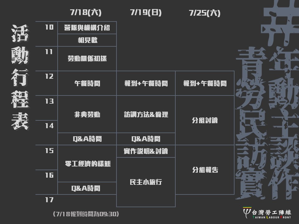 workshop行程表122